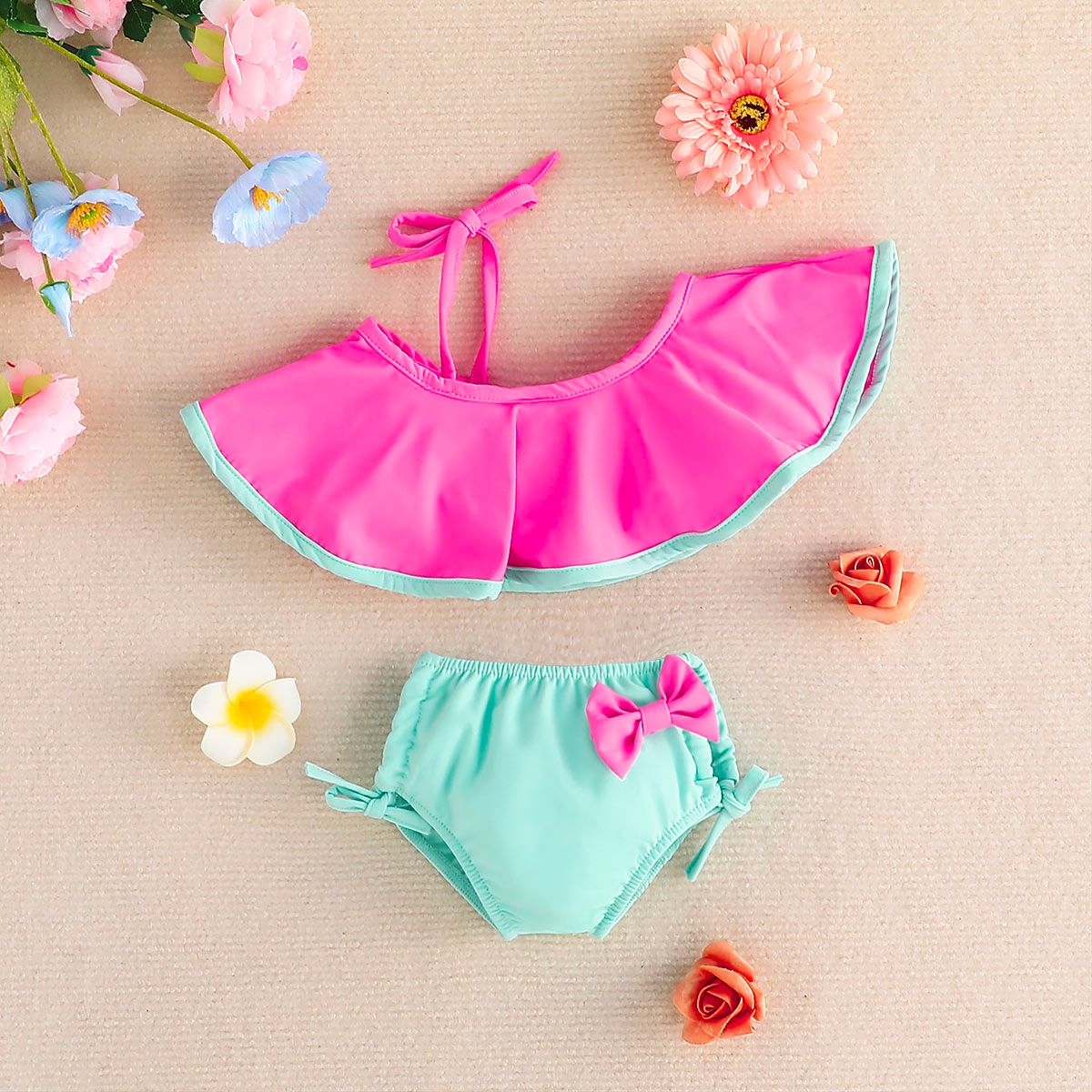 Girls Swimsuit Set Polyester Baby Clothes