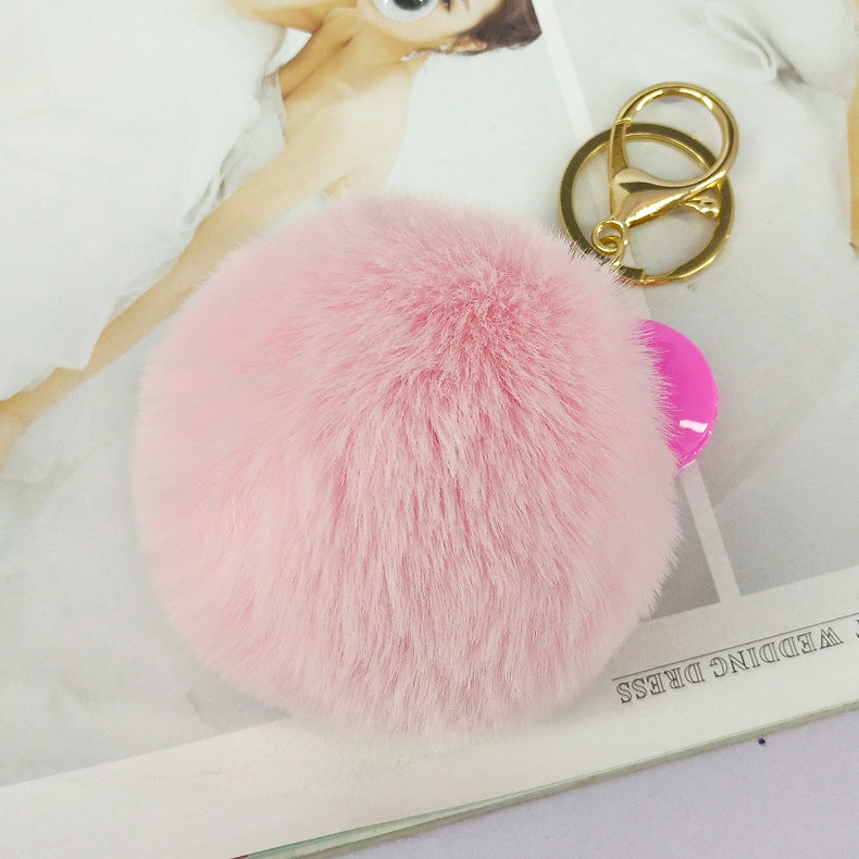 Alloy Macaron Hair Ball Keychain