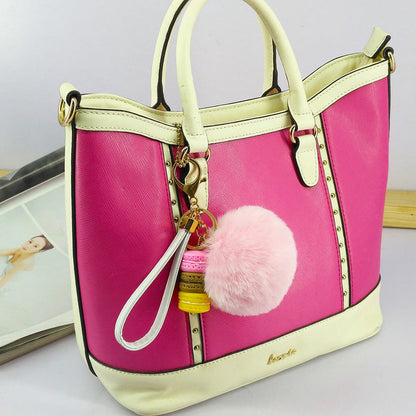 Alloy Macaron Hair Ball Keychain
