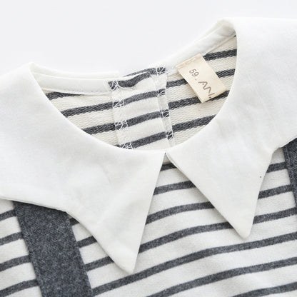 Baby Girls Boys Striped Color-blocking Rompers Headwear