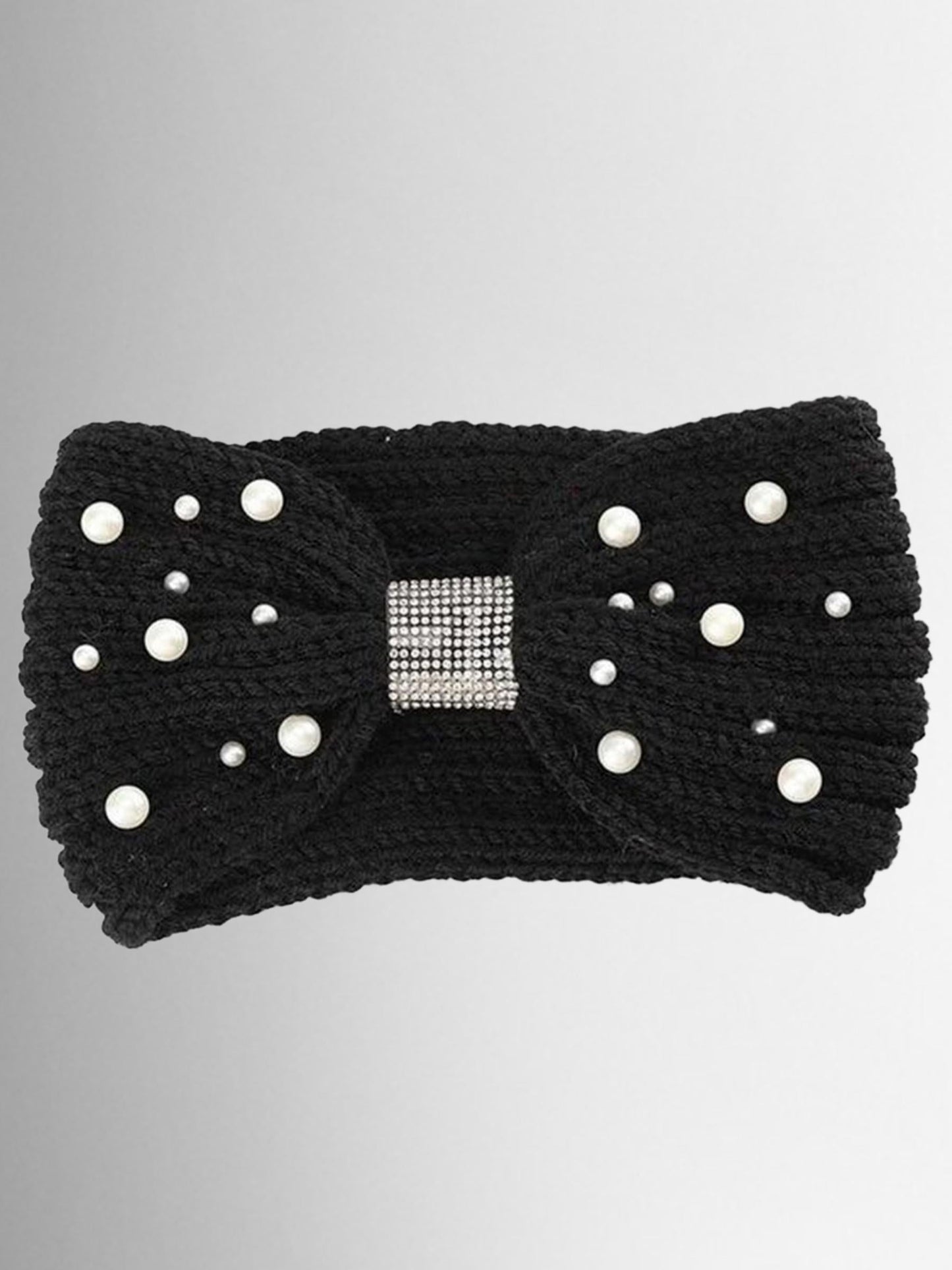Girls Knitted Pearl and Rhinestone Headband