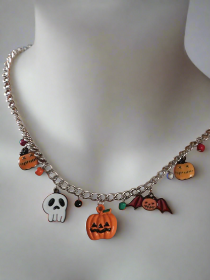 Girls Bewitching Style Halloween Charm Necklace