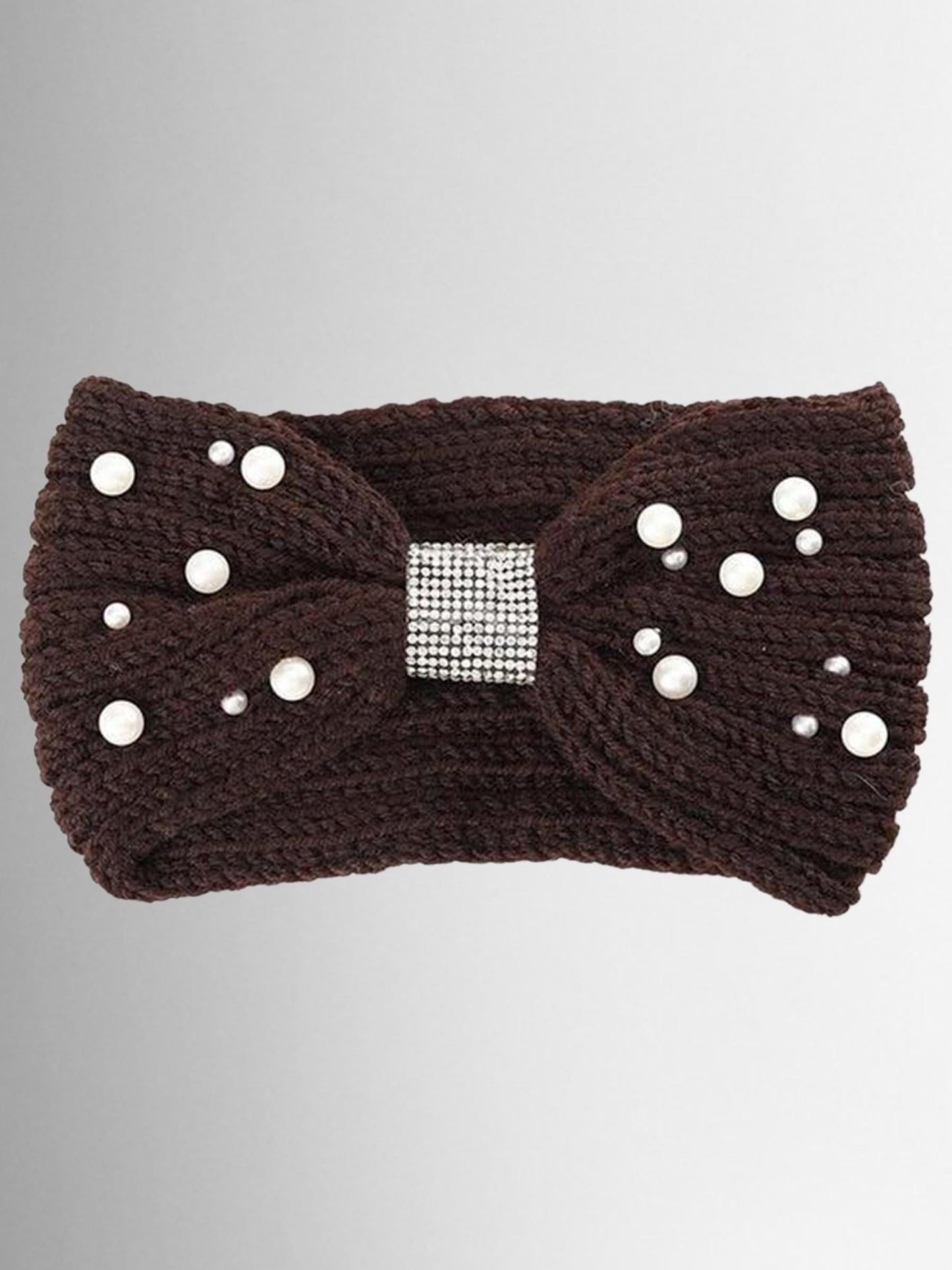 Girls Knitted Pearl and Rhinestone Headband