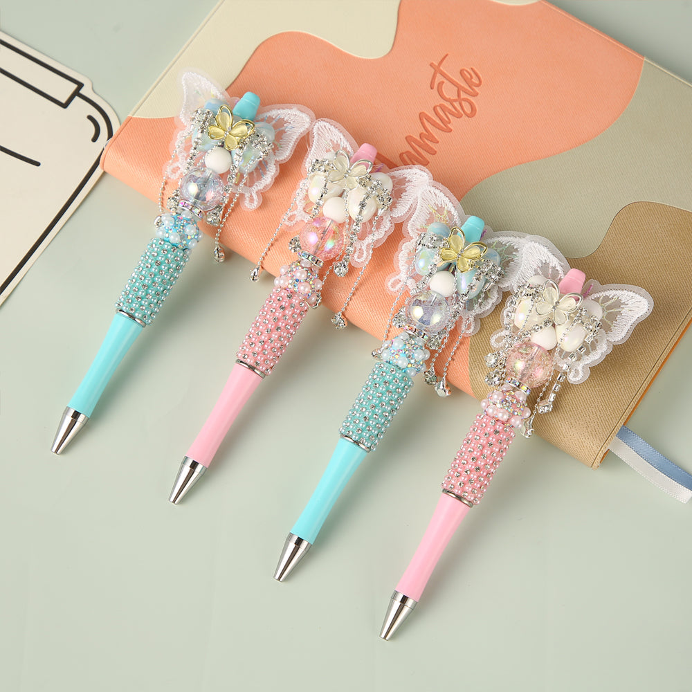 Beaded Pen Pearl Rhinestone Bow Lace Pen Handmade