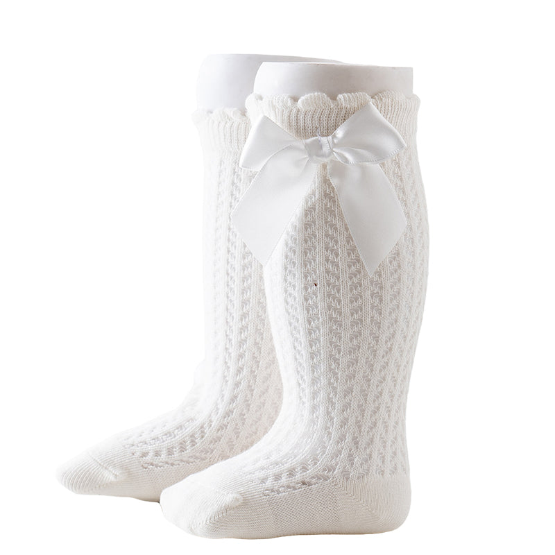 Baby Girls Solid Color Bow Accessories Socks