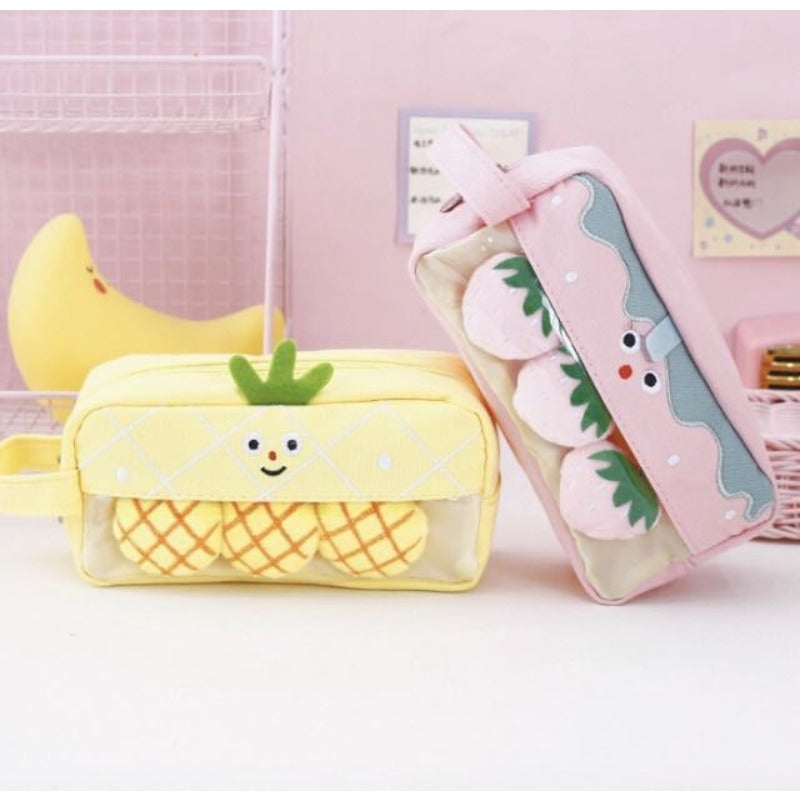 Cartoon Fruit and Vegetable Canvas Pencil Bag