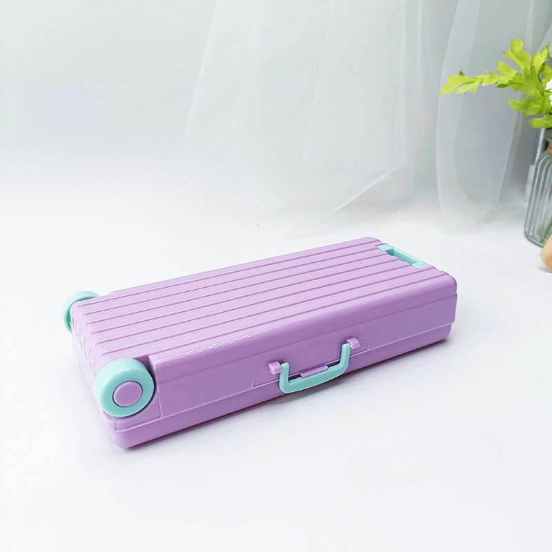 Plastic Suitcase Double Layer Large Capacity Stationery Box