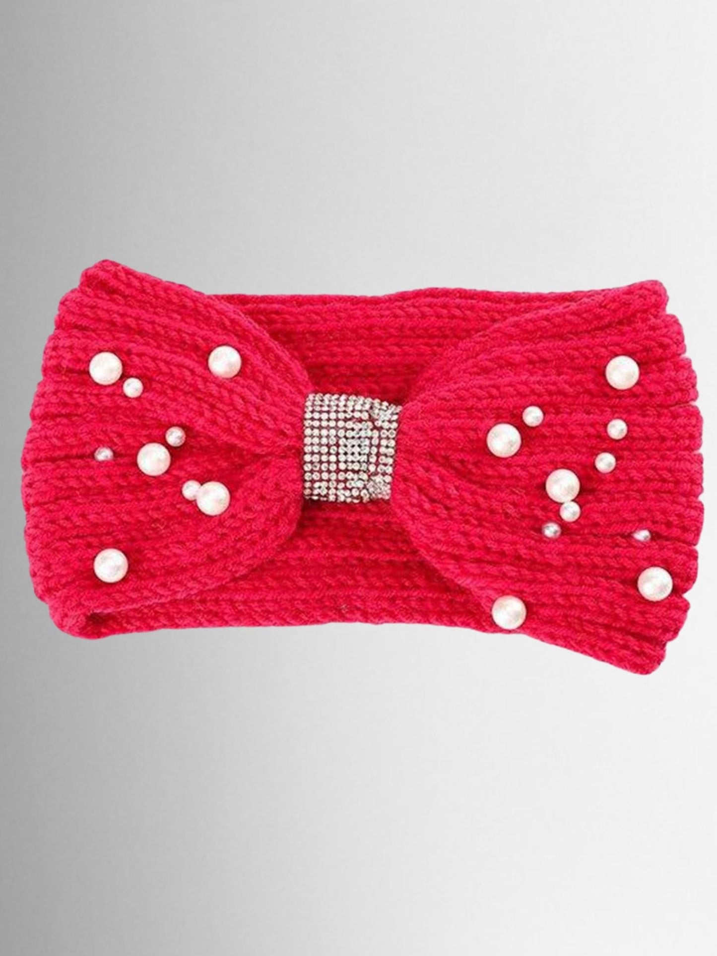 Girls Knitted Pearl and Rhinestone Headband