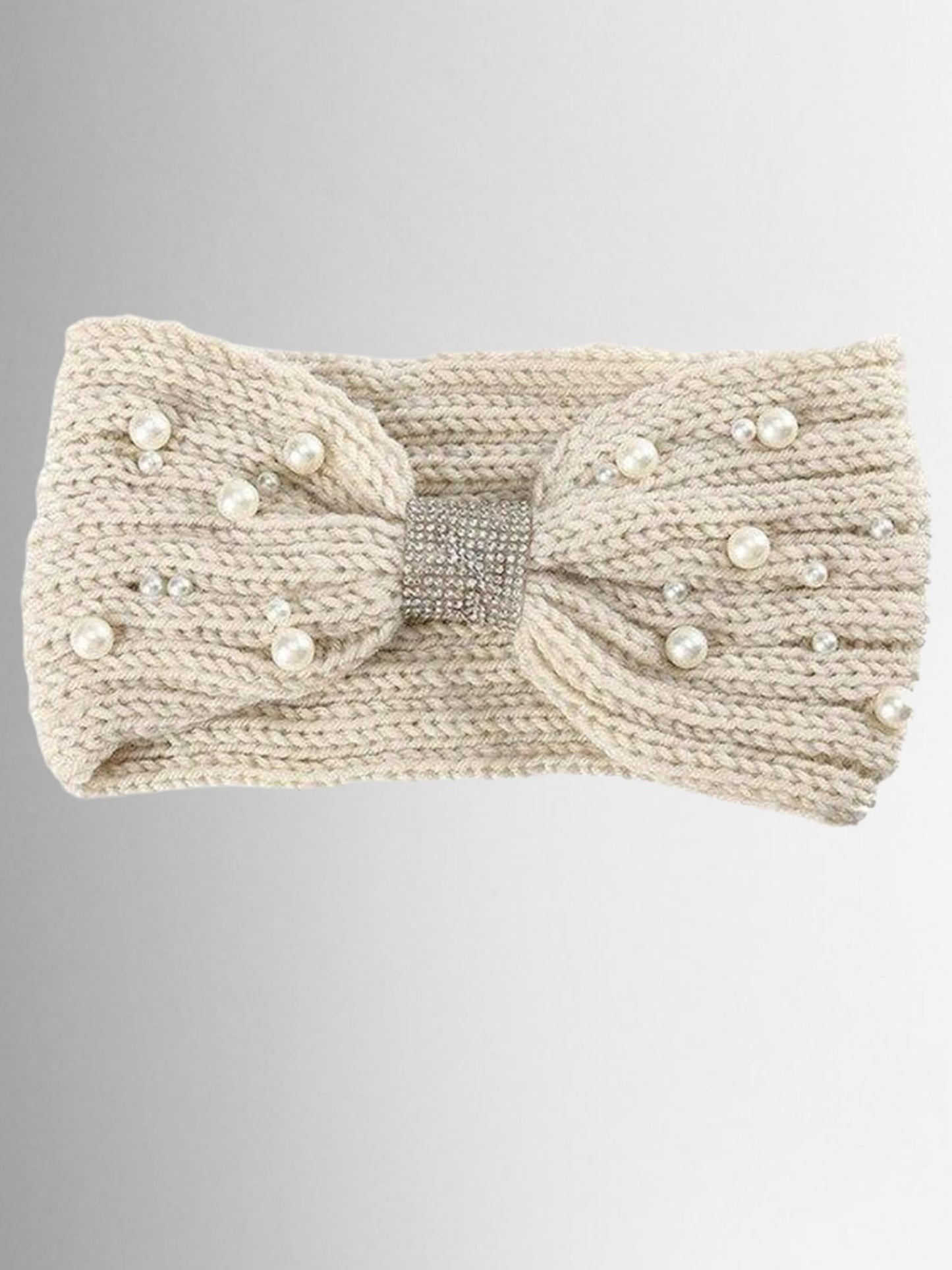 Girls Knitted Pearl and Rhinestone Headband