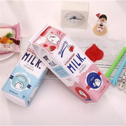 Simulated Milk Box Leather Minimalist Pencil Case