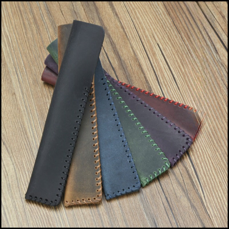 Pure Handmade Leather Retro Cowhide Pen Sleeve