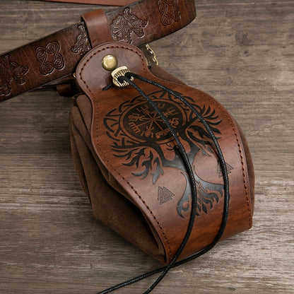 Drawstring Leather Belt Pouch Waist Bag