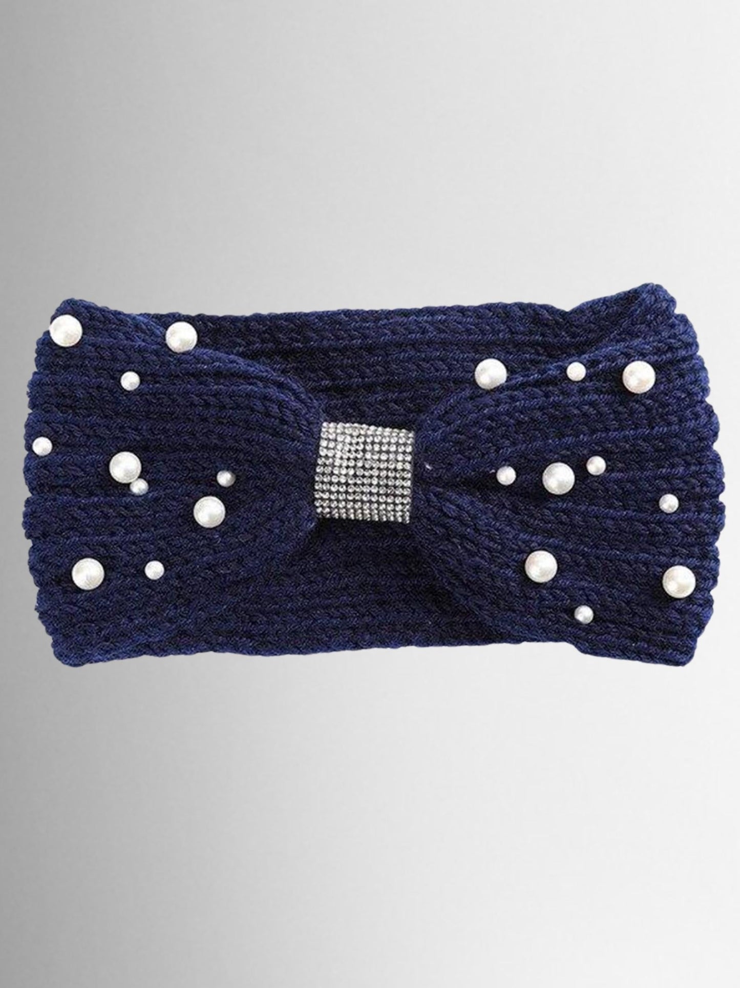 Girls Knitted Pearl and Rhinestone Headband