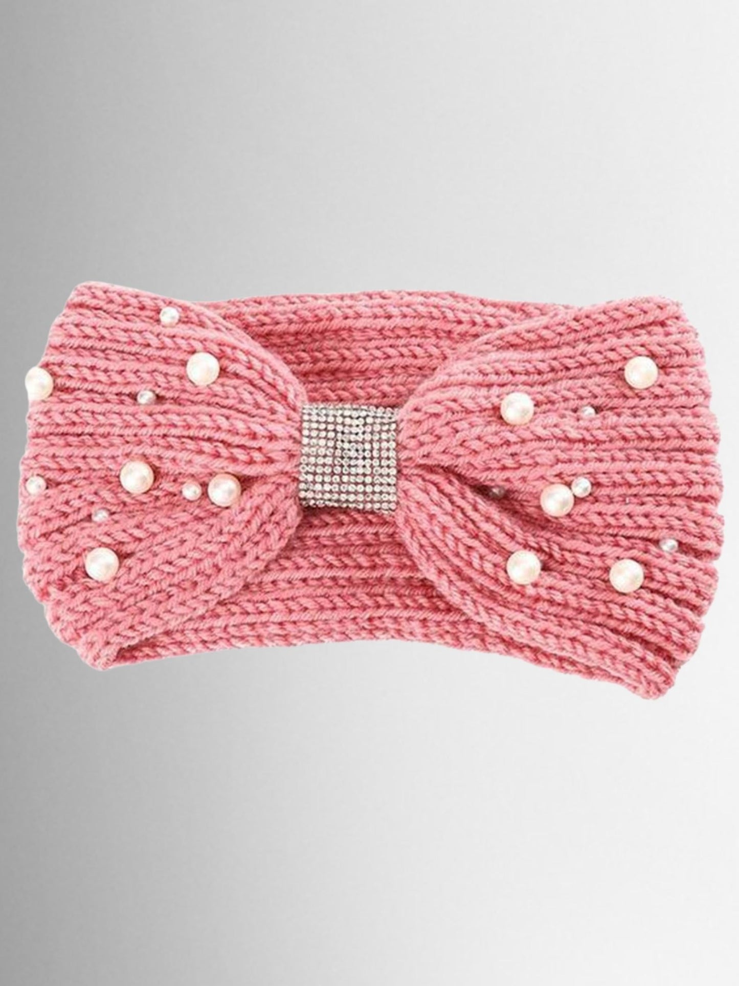 Girls Knitted Pearl and Rhinestone Headband