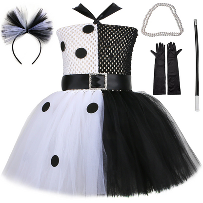 Dalmatian Black and White Halloween Tulle Dress Costume Set