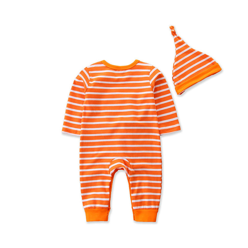 2 Pieces Set Baby Girls Boys Halloween Striped Cartoon Jumpsuits