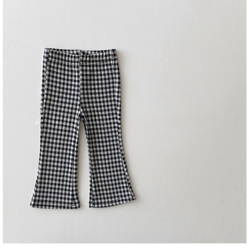 Wholesale Cotton Girls Plaid Bell Pants