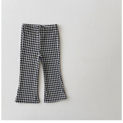Wholesale Cotton Girls Plaid Bell Pants