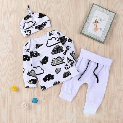 Wholesale Cloud Print Cotton Baby Clothes Set