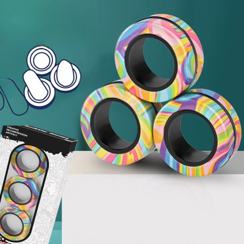 Plastic Decompression Rotating Magnetic Toy Bracelet Rings