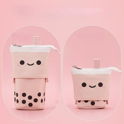 Milk Tea Drop Down Canvas Pencil Case