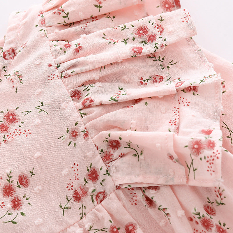 Baby Girls Flower Print Rompers Headwear