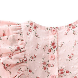 Baby Girls Flower Print Rompers Headwear