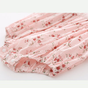 Baby Girls Flower Print Rompers Headwear