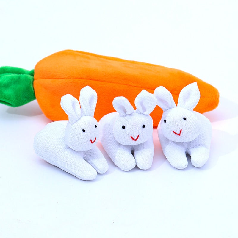 Three Rabbits and Carrots Fun Plush Ornaments
