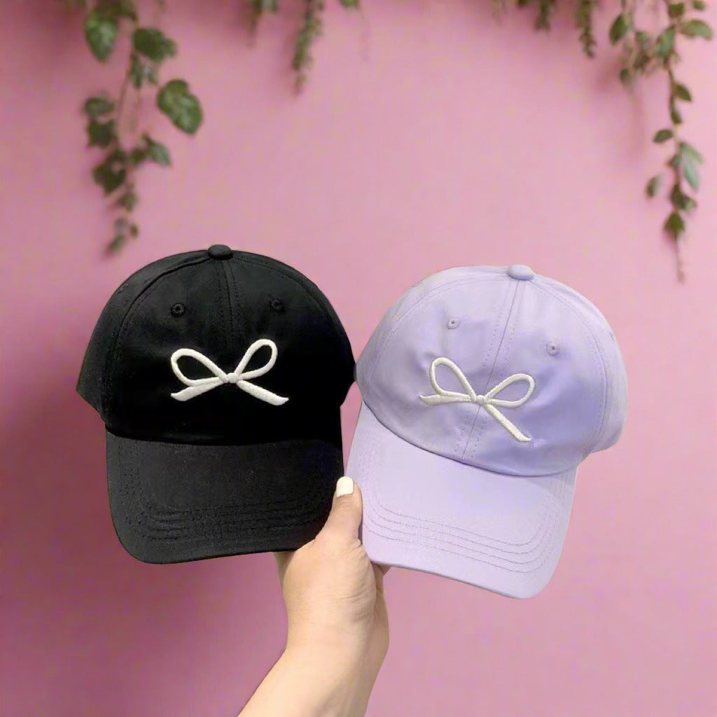 Girls Sweet Embroidered Bow Cap