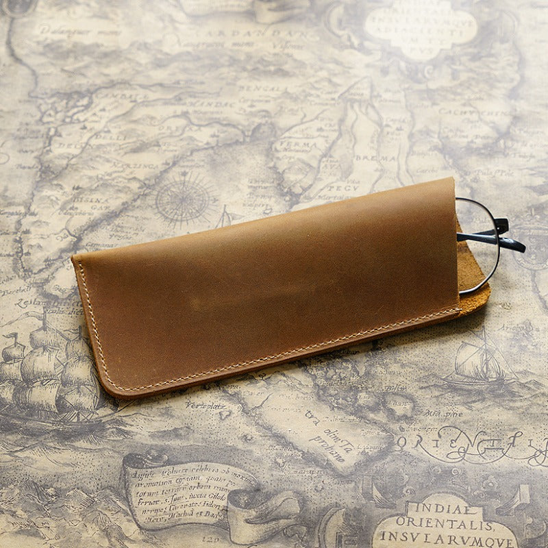 Simple Retro Cowhide Large Capacity Pencil Case