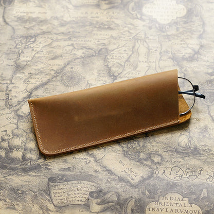 Simple Retro Cowhide Large Capacity Pencil Case