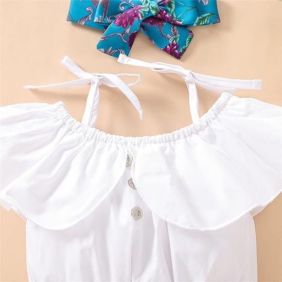 SLING RUFFLE TOP, FLORAL SHORT, AND HEADBAND SET