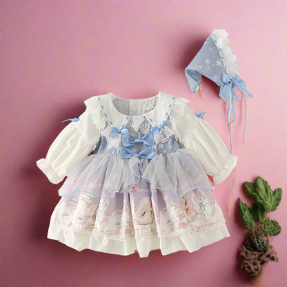 Baby Kid Girls Bow Lace Dressy Princess Dresses Headwear