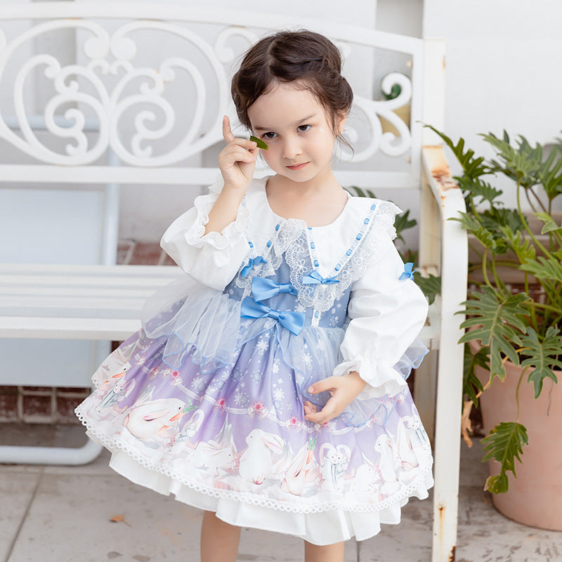 Baby Kid Girls Bow Lace Dressy Princess Dresses Headwear