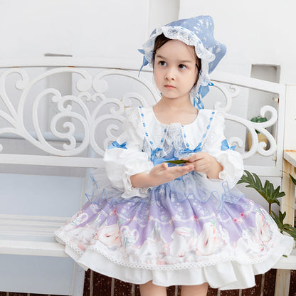 Baby Kid Girls Bow Lace Dressy Princess Dresses Headwear