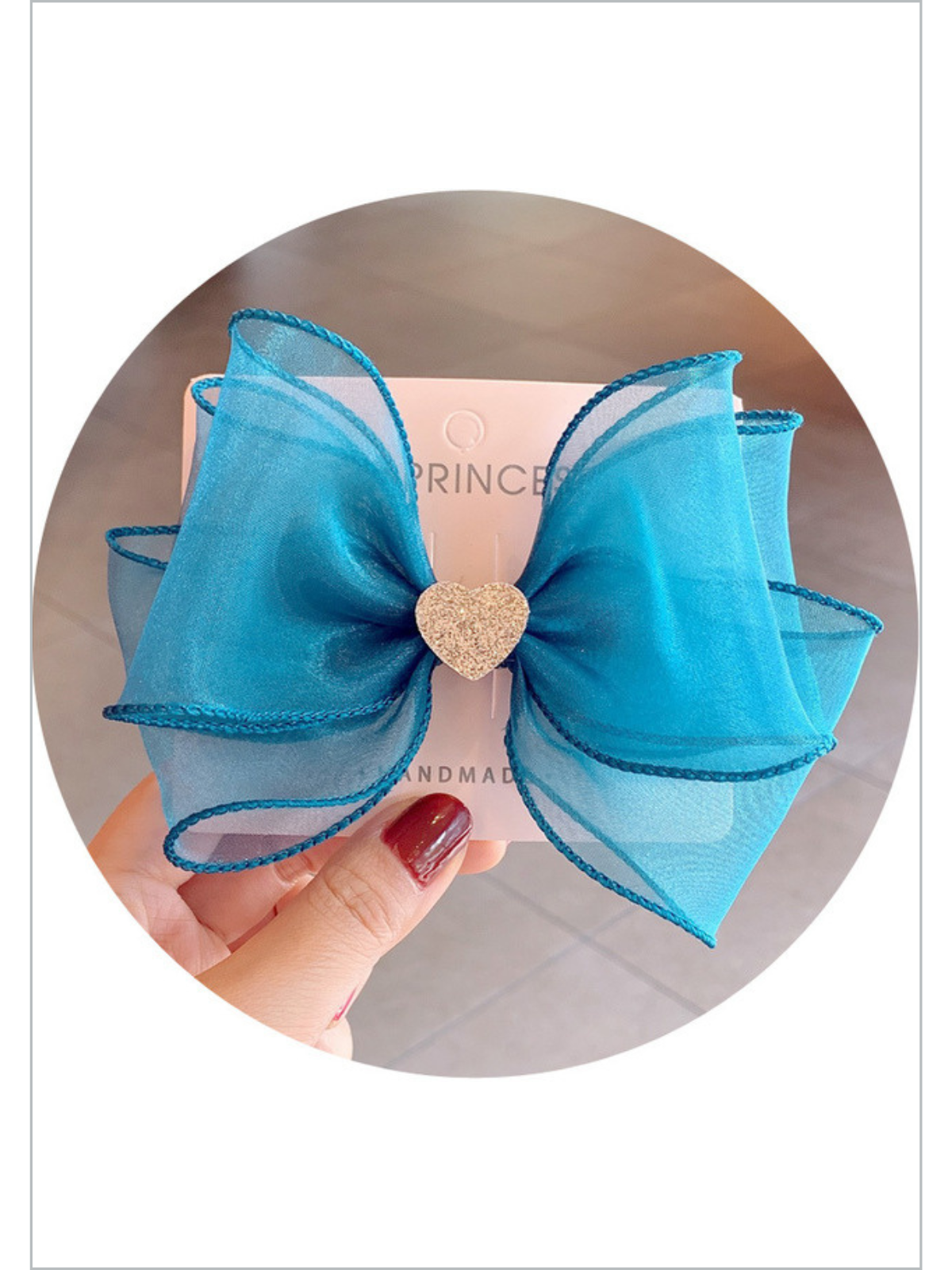 For Pretty Girls Heart Accent Hair Bow