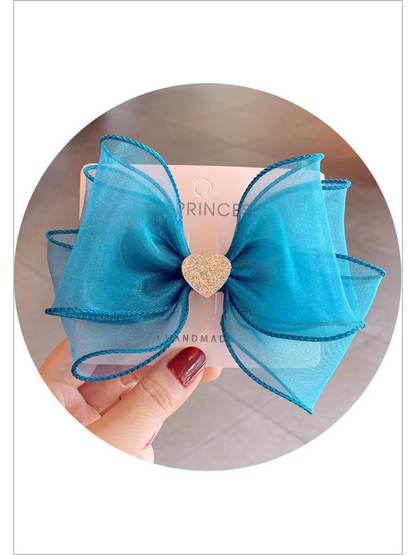 For Pretty Girls Heart Accent Hair Bow
