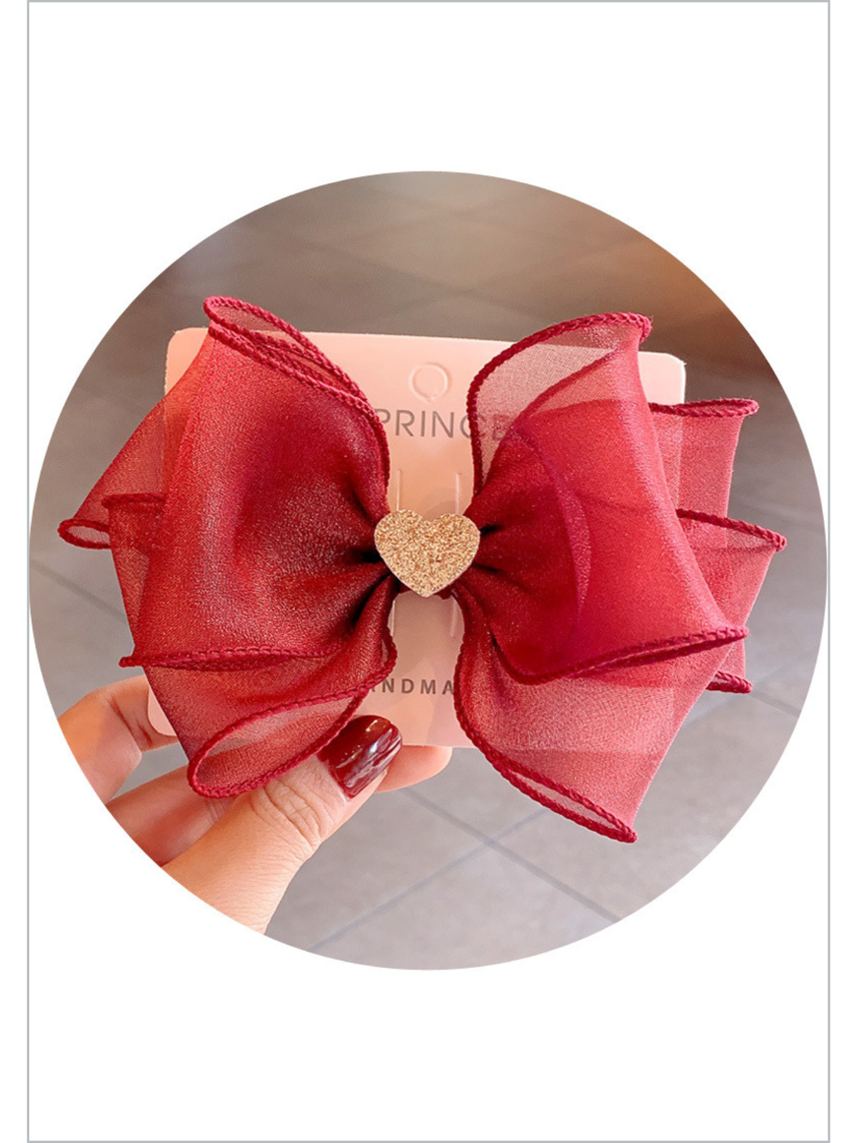 For Pretty Girls Heart Accent Hair Bow