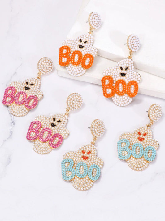 Glitzy Ghoul Pearl-Embellished Ghost Earrings