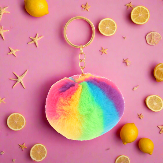 Polyester Colorful Fur Ball Keychain