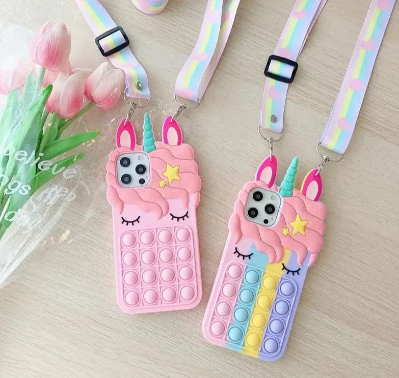 Pop Fidget Unicorn Case For iPhone 11 12 13 Pro X Xs Max XR 6 6s 7 8 Plus 5 5s SE