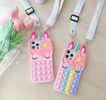 Pop Fidget Unicorn Case For iPhone 11 12 13 Pro X Xs Max XR 6 6s 7 8 Plus 5 5s SE