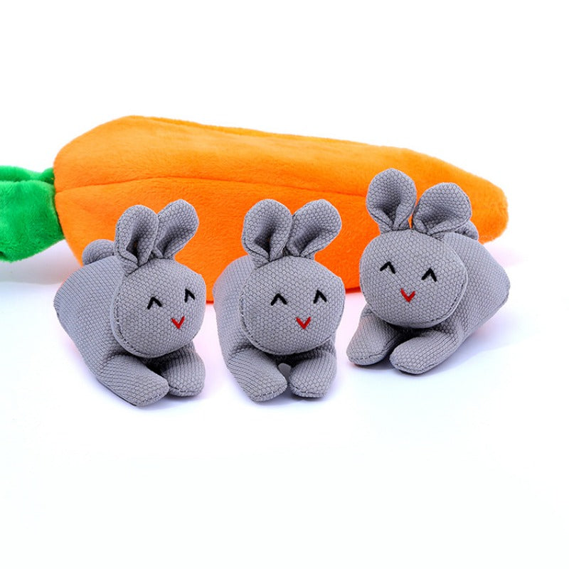 Three Rabbits and Carrots Fun Plush Ornaments