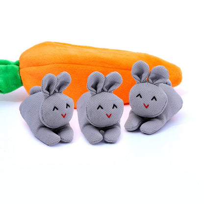 Three Rabbits and Carrots Fun Plush Ornaments