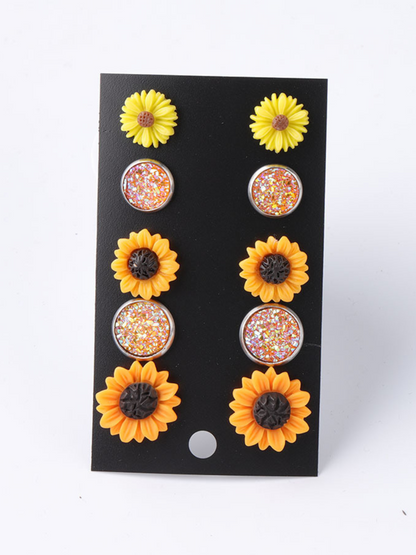 Bloom and Sparkle Acrylic Earrings 5-Piece Set