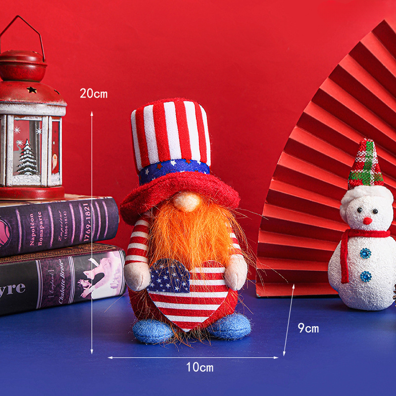 Fabric Independence Day Striped Five Star Faceless Doll