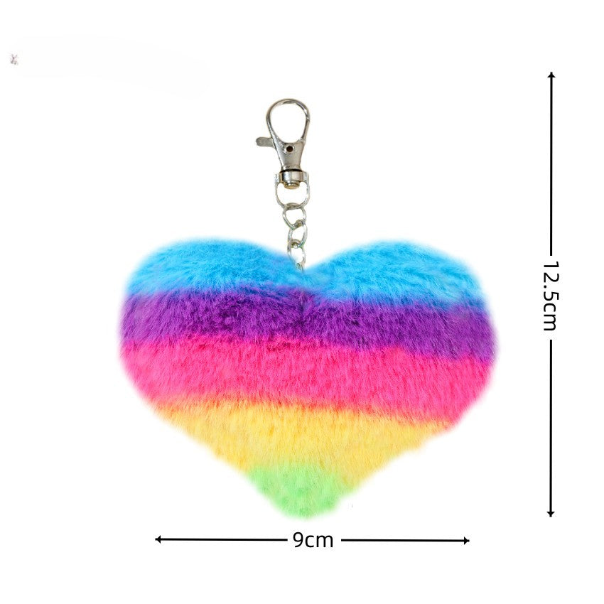 Rainbow Heart Plush Keychain