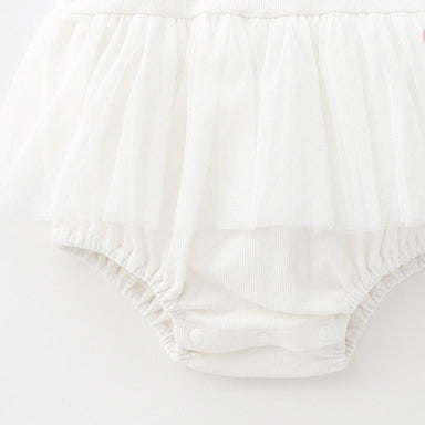 Baby Girls Color-blocking Bow Lace Rompers Headwear