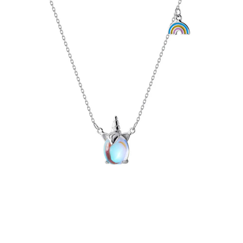 Unicorn Moonstone Rainbow Necklace
